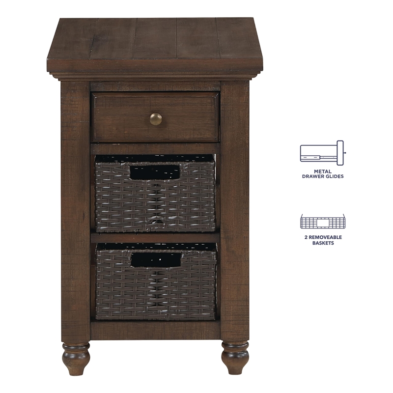 Pemberly Row Engineered Wood Contemporary Chairside End Table in Brown