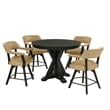 Pemberly Row Counter Table & 4 Swivel Counter Chairs Black Finish/Sand