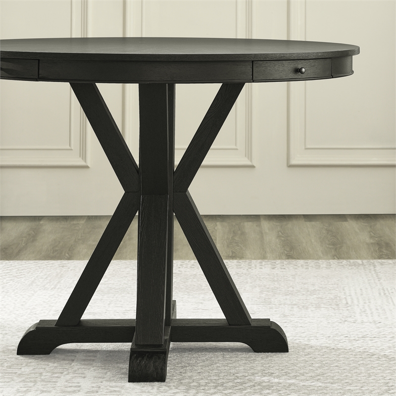 Pemberly Row Contemporary Counter Table with Game Top in Black and Sand