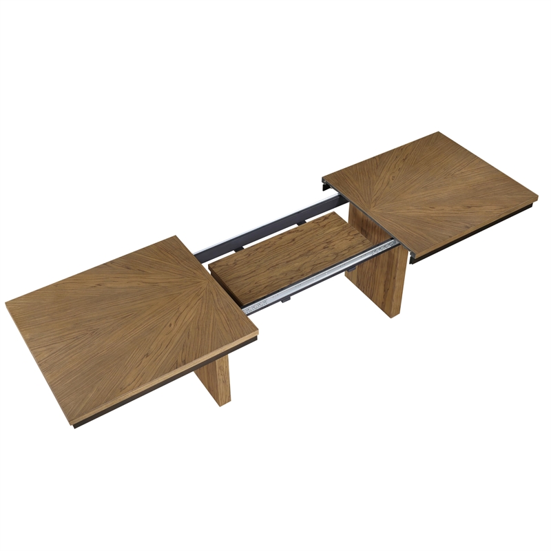 Pemberly Row Contemporary 5-Piece 80-96-inch Dining Table Set in Brown