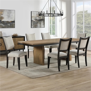 Pemberly Row Contemporary 7-Piece 80-96-inch Dining Table Set in Brown