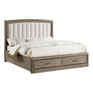 Pemberly Row Polyester Fabric Contemporary King Storage Bed in Gray