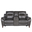 Pemberly Row Engineered Wood Contemporary Power Console Loveseat in Brown