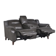Pemberly Row Engineered Wood Contemporary Power Console Loveseat in Brown
