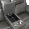 Pemberly Row Engineered Wood Contemporary Power Console Loveseat in Brown