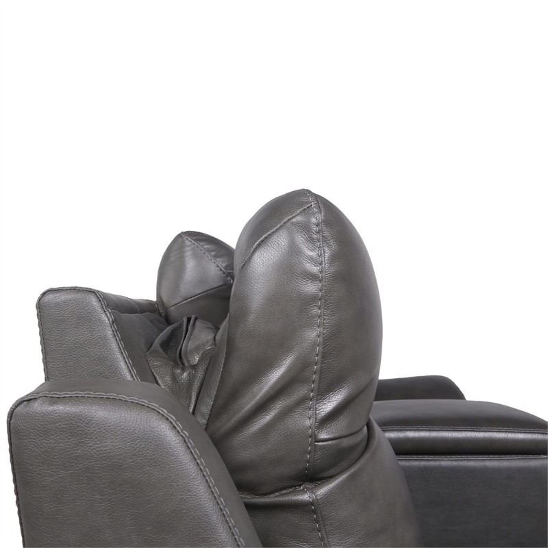 Pemberly Row Engineered Wood Contemporary Power Console Loveseat in Brown