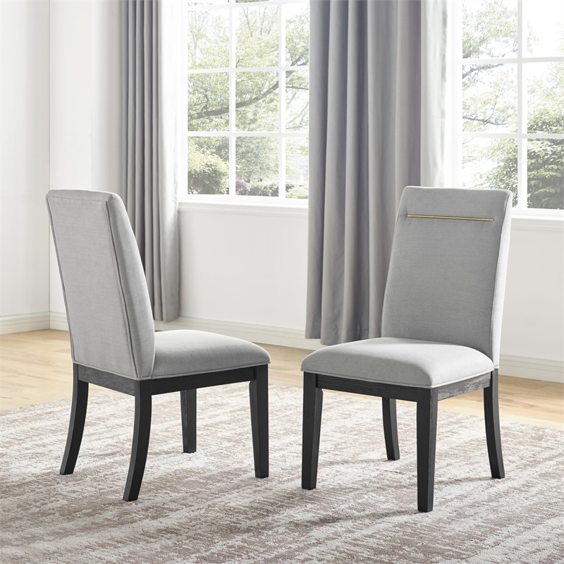 Pemberly Row Contemporary Black Dining Table With 4 Gray Chairs