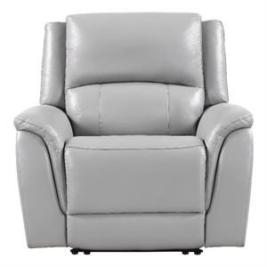 Pemberly Row Faux Leather Contemporary Power Recliner in Gray