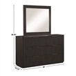 Pemberly Row Contemporary Dresser and Mirror in Dark Brown/Espresso