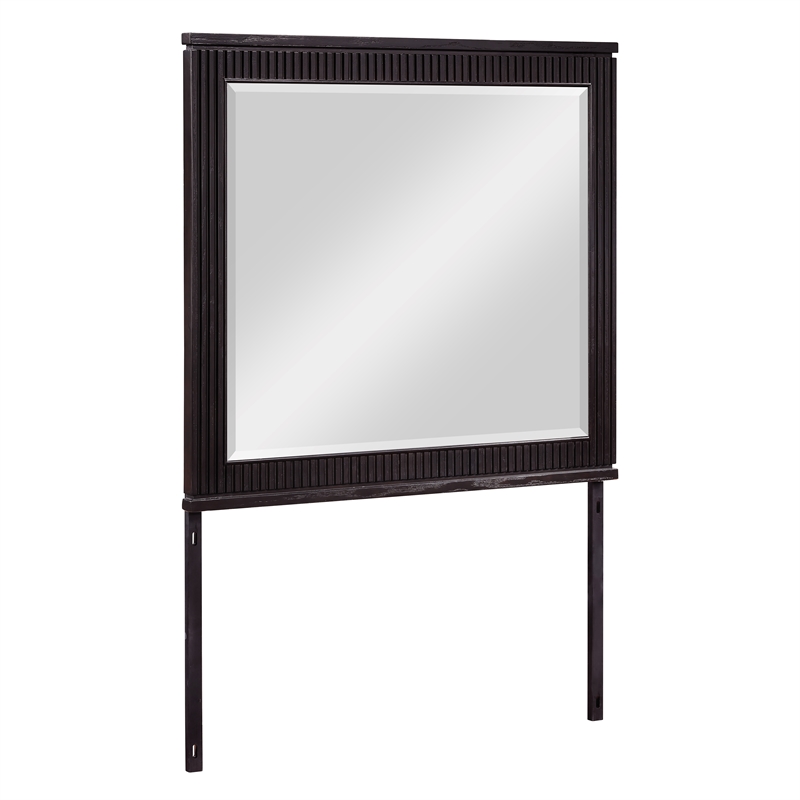 Pemberly Row Contemporary Dresser and Mirror in Dark Brown/Espresso