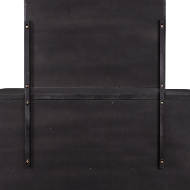 Pemberly Row Contemporary Dresser and Mirror in Dark Brown/Espresso
