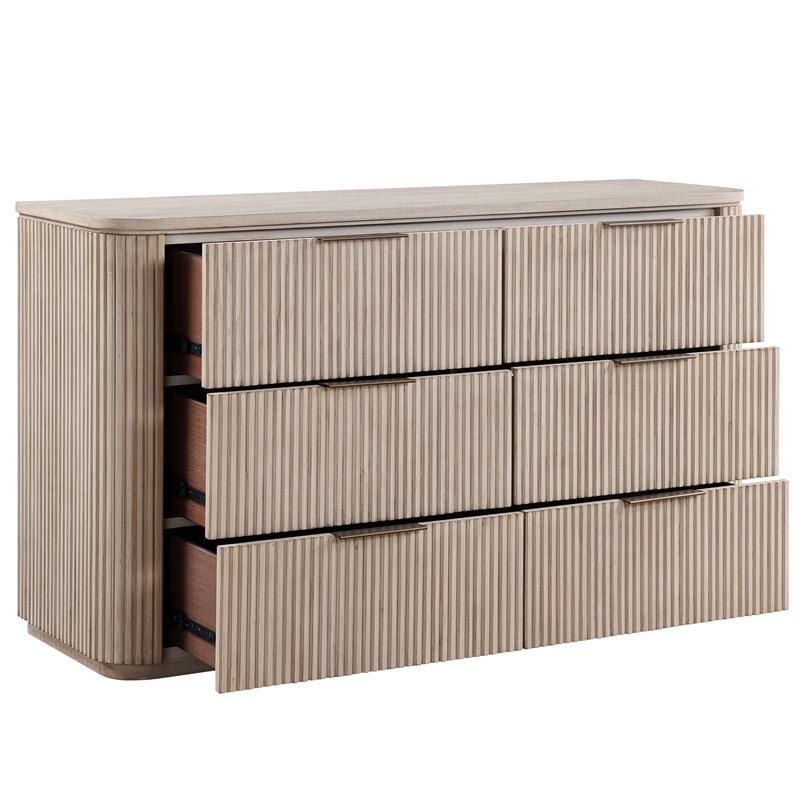 Pemberly Row Wooden Modern / Contemporary Dresser in Tan/Sand