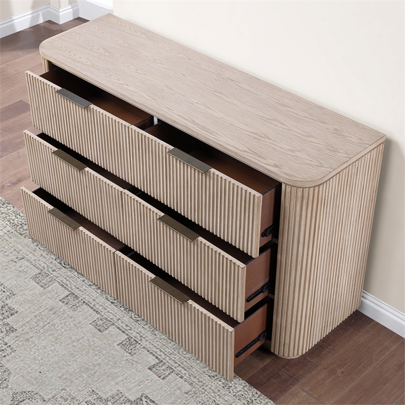 Pemberly Row Wooden Modern / Contemporary Dresser in Tan/Sand