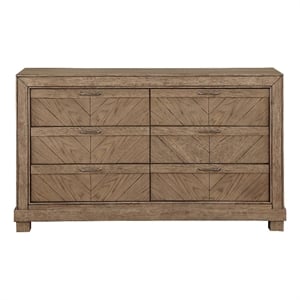 Pemberly Row Modern / Contemporary 6-Drawer Dresser in Brown/Sand