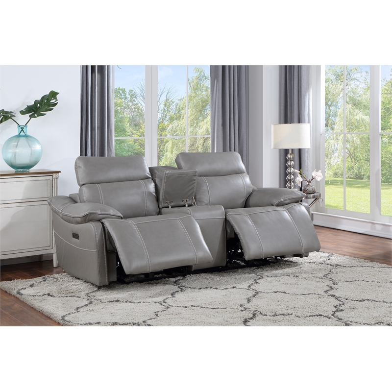 Pemberly Row Polyester Fabric Contemporary 2-piece Sofa Set in Gray