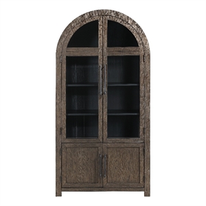 Pemberly Row Wood Modern / Contemporary Curio in Brown Finish