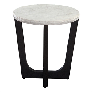 Pemberly Row Modern / Contemporary White Marble Top End Table
