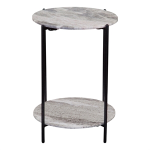 Pemberly Row Modern / Contemporary Green Marble Round End Table
