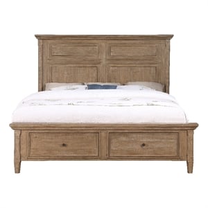 Pemberly Row Engineered Wood Contemporary Queen Storage Bed in Brown