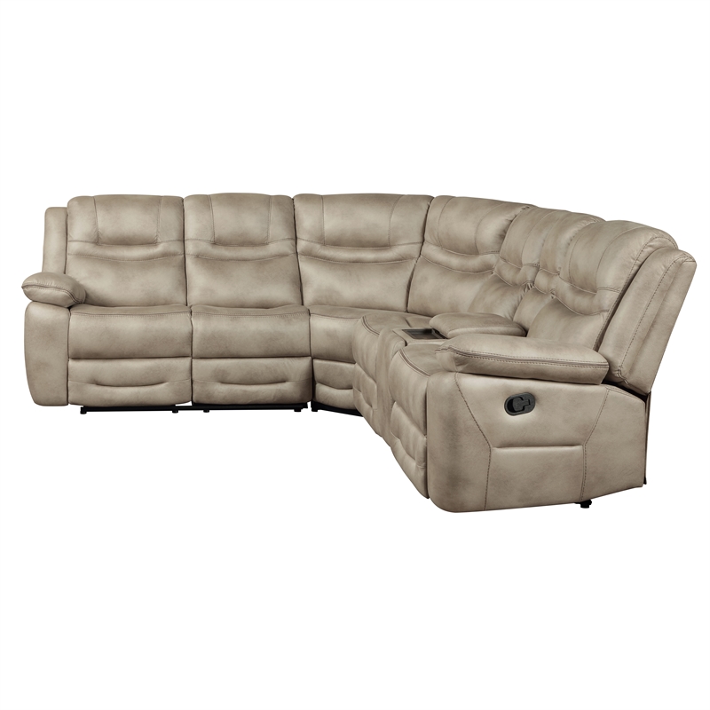 Pemberly Row Contemporary 3-piece Manual Reclining Sectional in Brown