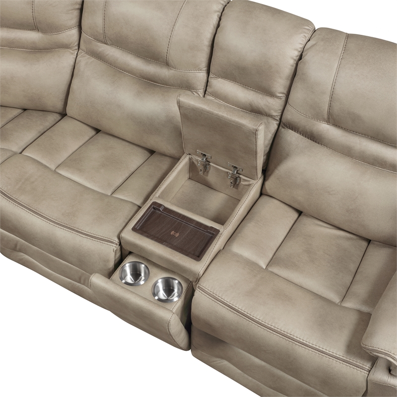 Pemberly Row Contemporary 3-piece Manual Reclining Sectional in Brown