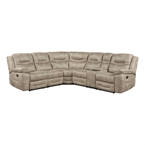 Pemberly Row Contemporary 3-piece Manual Reclining Sectional in Brown