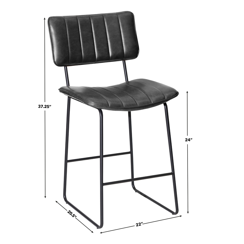 Pemberly Row Iron Modern / Contemporary Black Finish Counter Stool