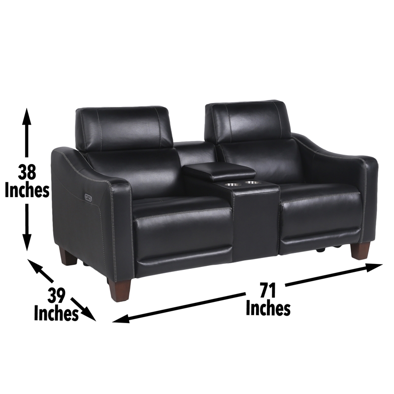 Pemberly Row Contemporary 3-piece Power Reciling Sofa in Black