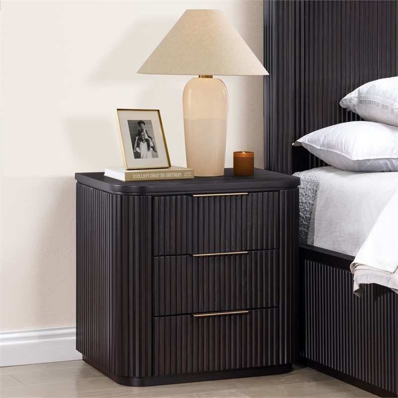 Pemberly Row Engineered Wood Contemporary Nightstand with USB-C in Espresso