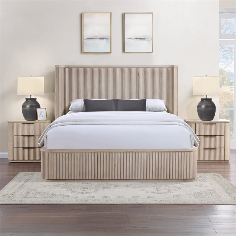 Pemberly Row Engineered Wood Contemporary Nightstand with USB-C in Sand