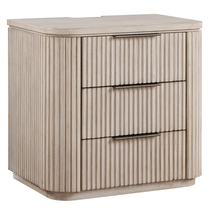 Pemberly Row Engineered Wood Contemporary Nightstand with USB-C in Sand