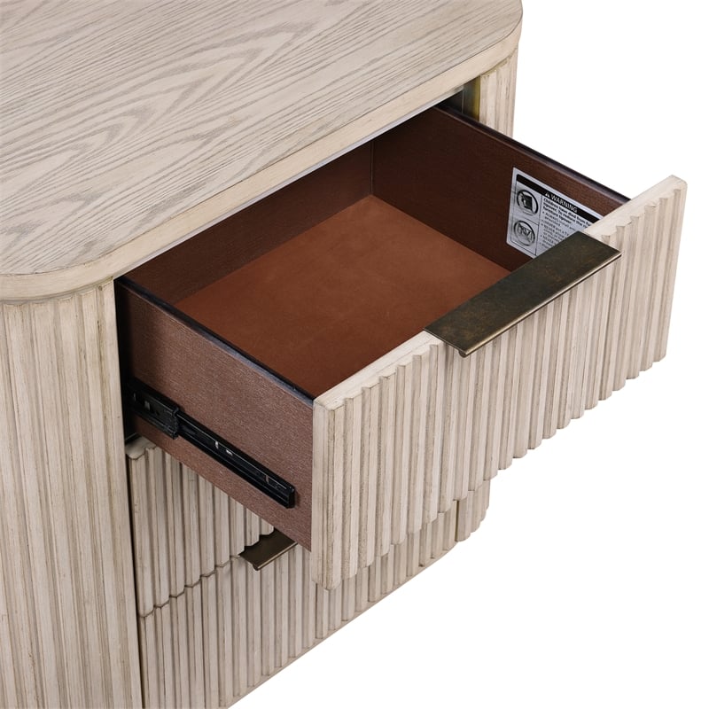 Pemberly Row Engineered Wood Contemporary Nightstand with USB-C in Sand