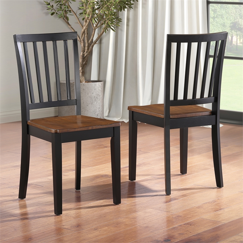 Pemberly Row Solid Wood Two-Tone Farmhouse Chair in Walnut and Ebony