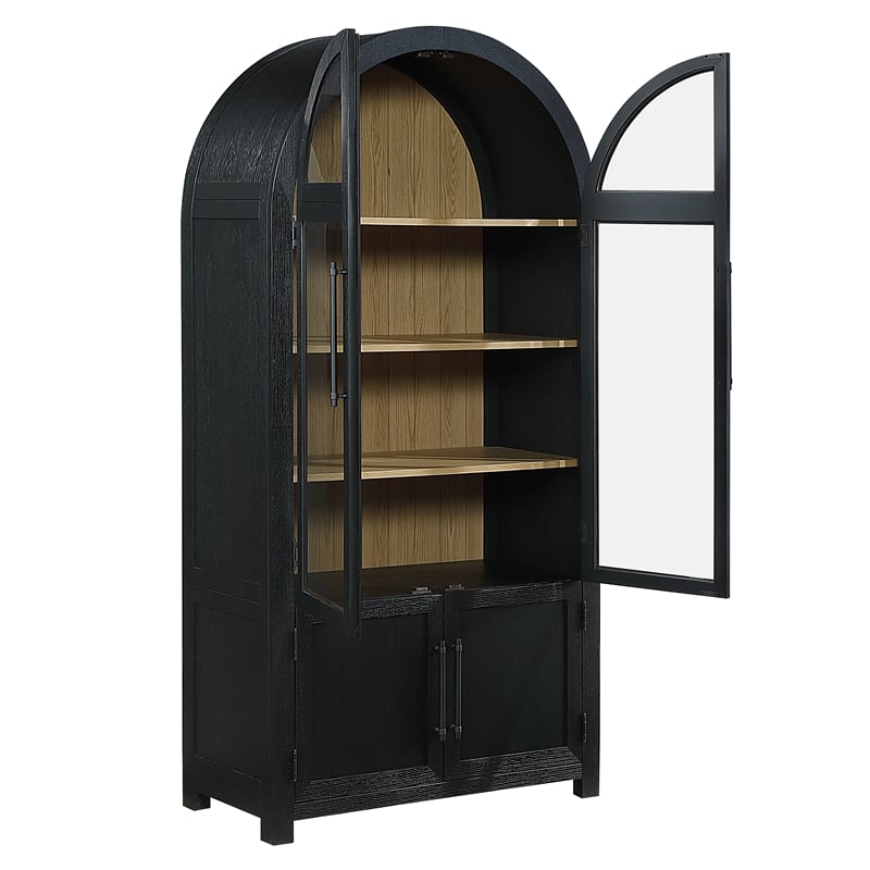 Pemberly Row Wood Modern / Contemporary Curio in Black Finish