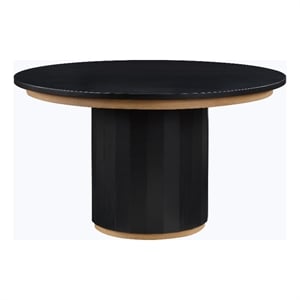 Pemberly Row 52&quot Round Dining Table in Black with Gold Accent