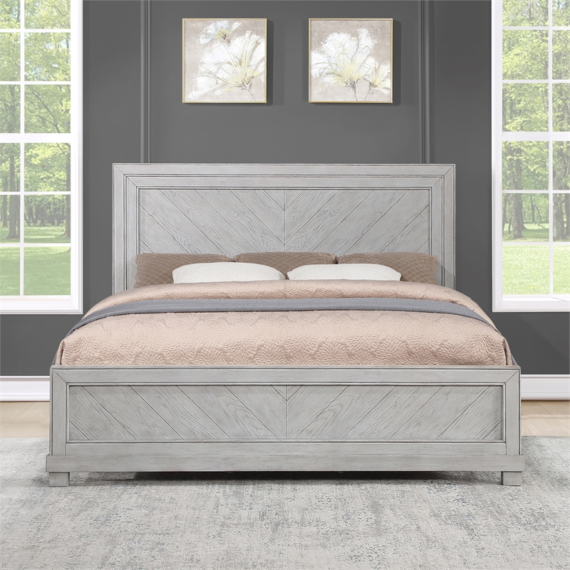 Pemberly Row Engineered Wood Modern / Contemporary King Bed in Gray