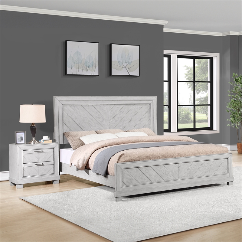 Pemberly Row Engineered Wood Modern / Contemporary King Bed in Gray