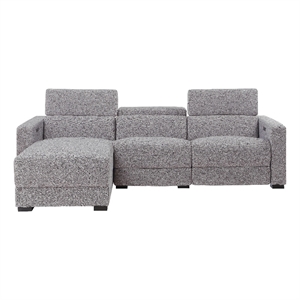 Pemberly Row Contemporary 2-piece Dual Power Chaise Sofa Set in Gray