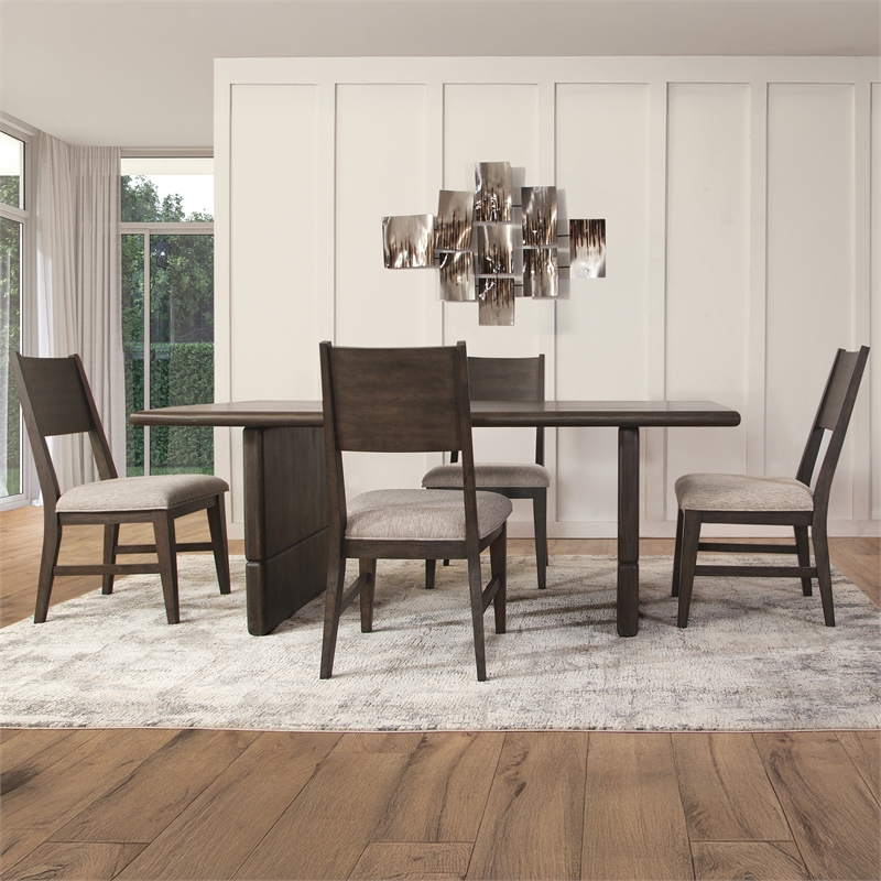 Pemberly Row 5-pieces Dining Set (Table & 4 Side Chairs) in Brown