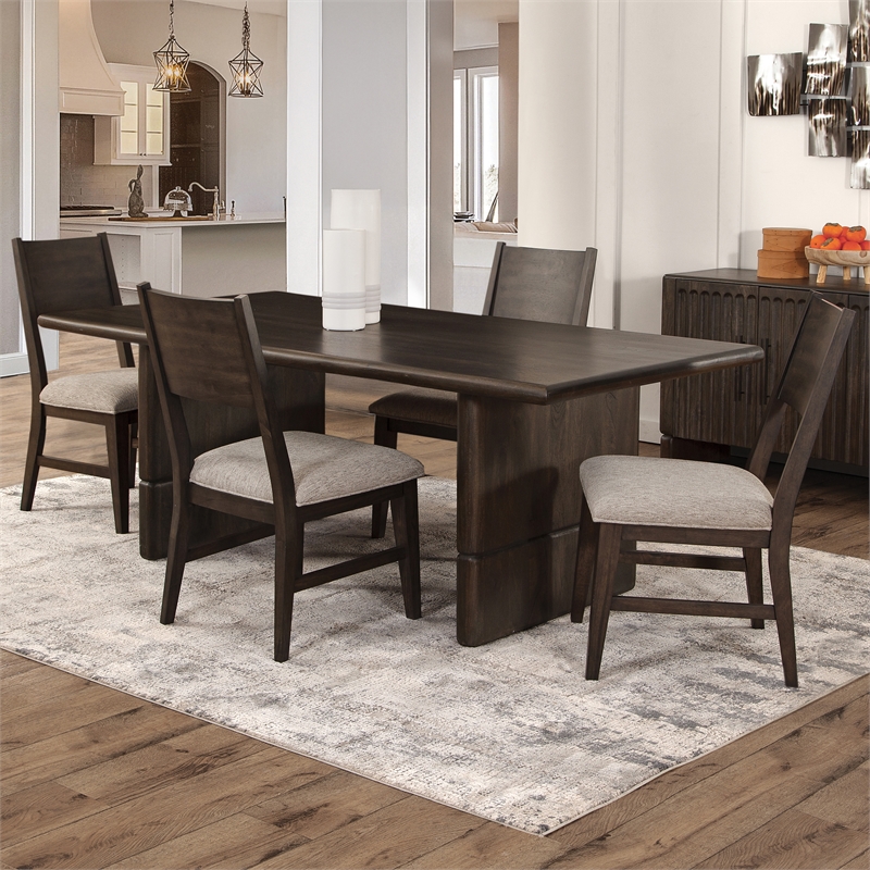 Pemberly Row 5-pieces Dining Set (Table & 4 Side Chairs) in Brown