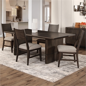 Pemberly Row 5-pieces Dining Set (Table & 4 Side Chairs) in Brown