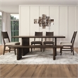 Pemberly Row 6-pieces Dining Set (Table & 4 Side Chairs & Bench) in Brown