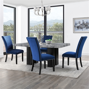 Pemberly Row Contemporary 5-piece Rectangle Dining Set with Blue Chairs