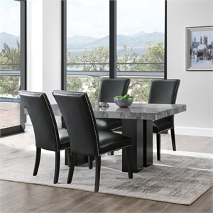 Pemberly Row Contemporary 5-piece Rectangle Dining Set with Black Chairs