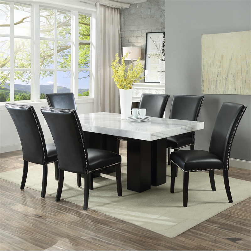 Pemberly Row Contemporary 5-piece Rectangle Dining Set with Black Chairs