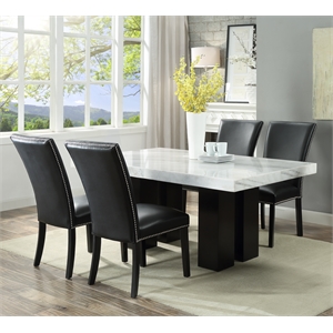 Pemberly Row Contemporary 5-piece Rectangle Dining Set with Black Chairs