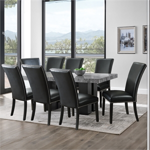 Pemberly Row Contemporary 9-piece Rectangle Dining Set with Black Chairs