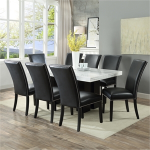 Pemberly Row Contemporary 9-piece Rectangle Dining Set with Black Chairs