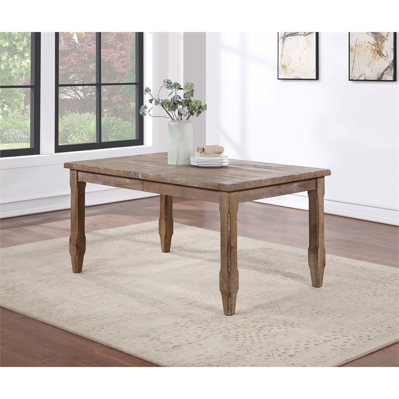 Pemberly Row Leg Dining Table with 4 Wooden Side Chairs in Brown