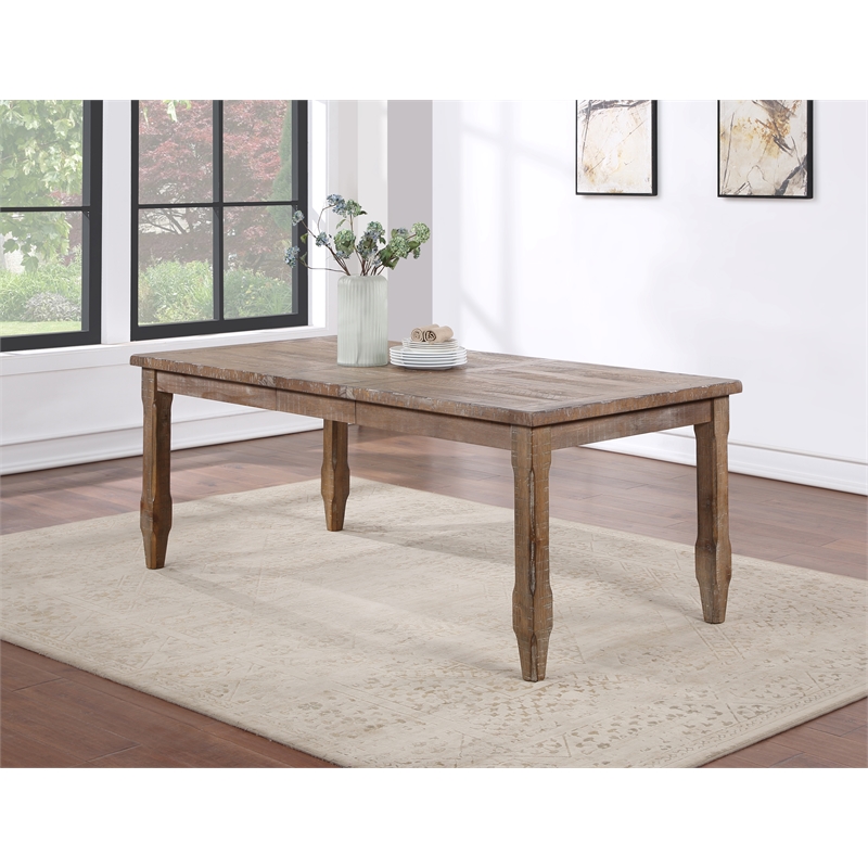 Pemberly Row Leg Dining Table with 4 Wooden Side Chairs in Brown